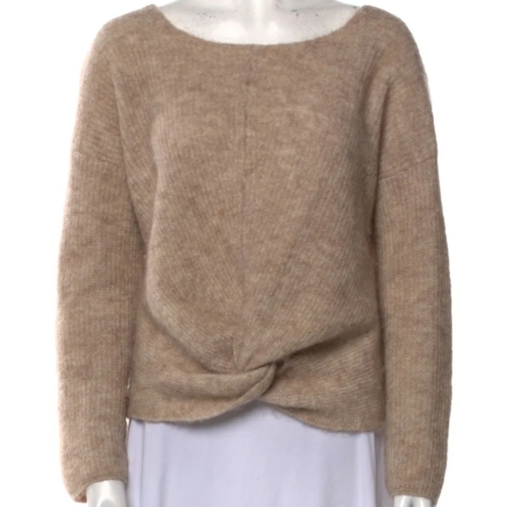 Sezane Zebulon Neutral Kid Mohair Blend Sweater, French Chic, Size Small - Picture 2 of 12